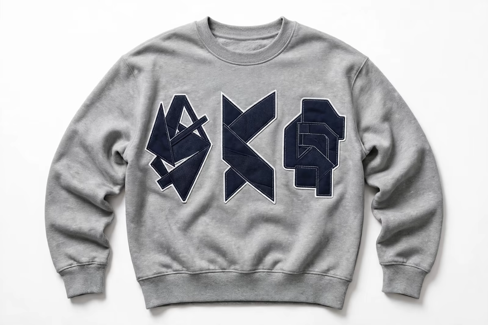 Applique twill letters on a sweatshirt in Bangladesh
