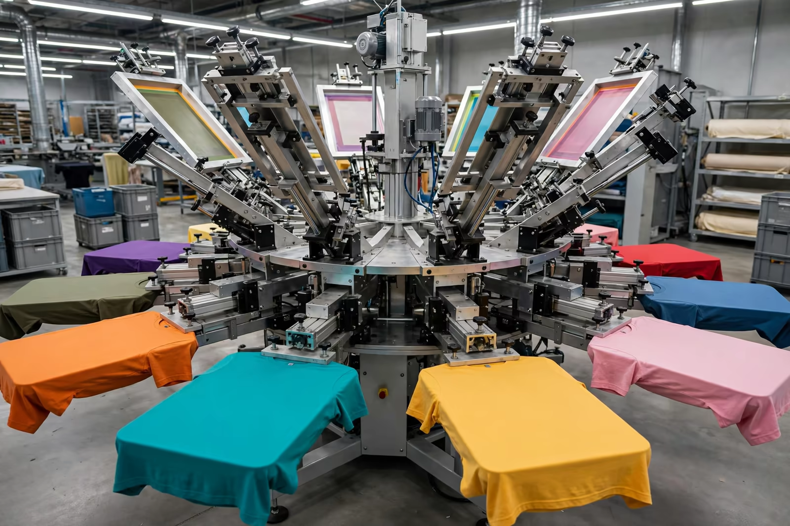 Automatic screen printing carousel press in Bangladesh