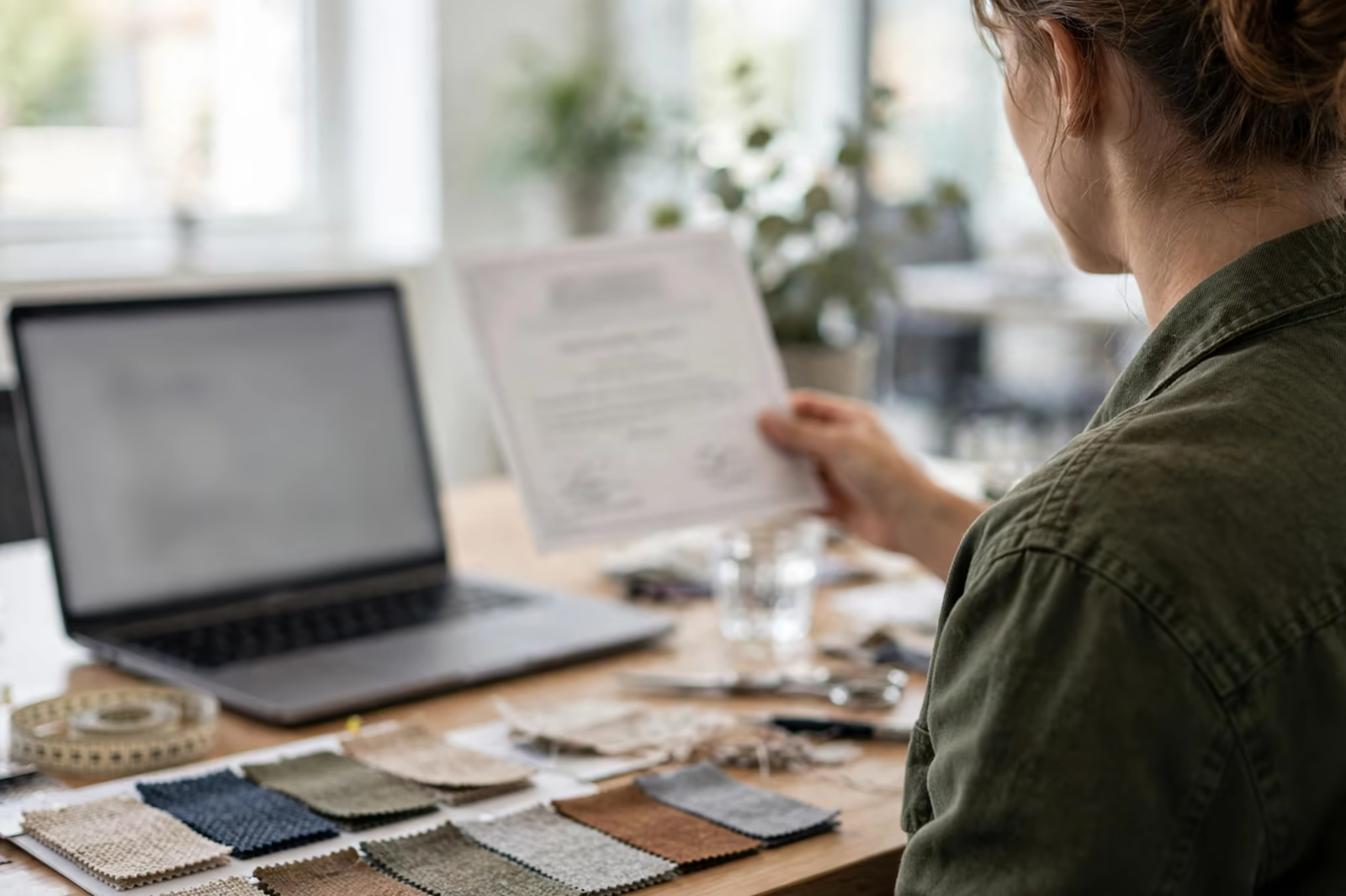 A certificate being verified at a buyers desk