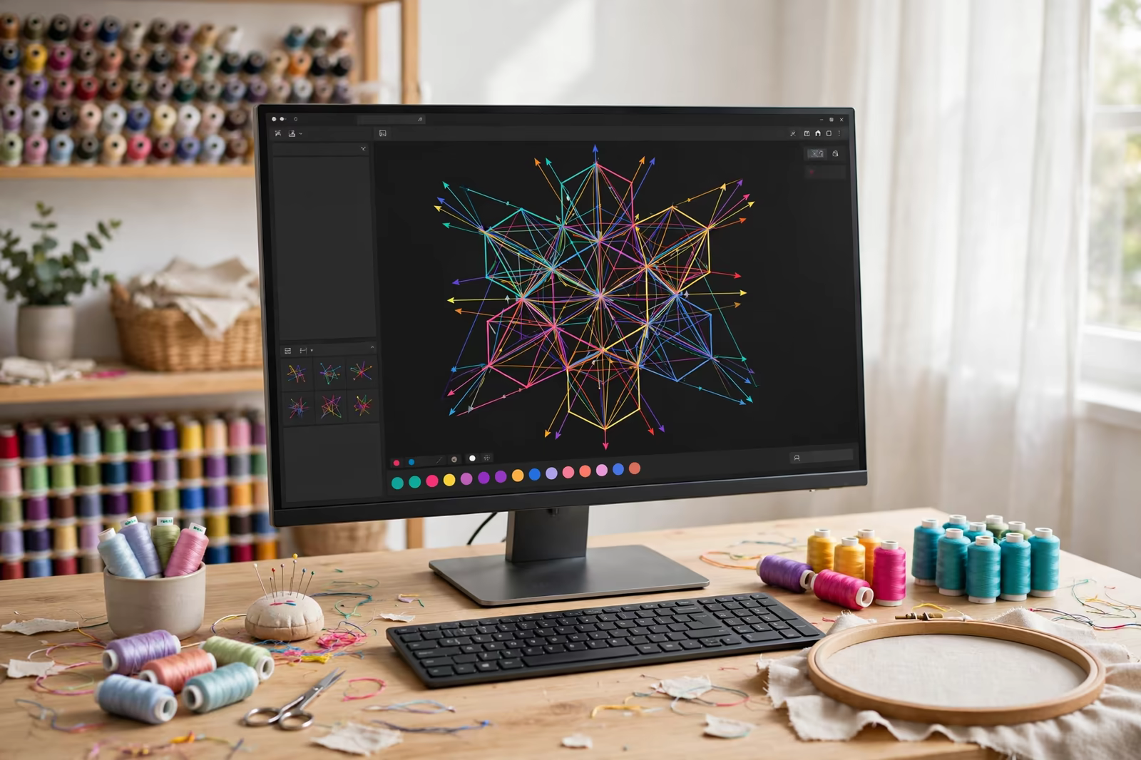Embroidery digitizing a logo design on screen in Bangladesh