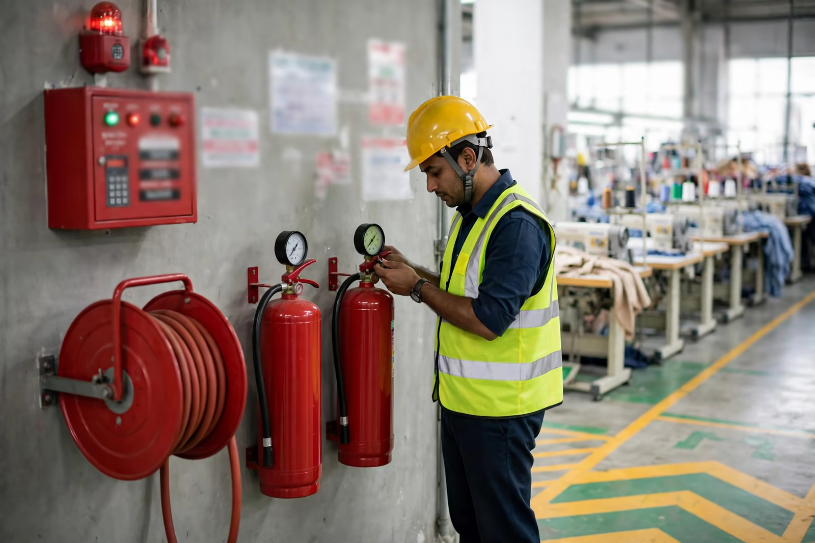 Fire safety systems checked during a factory audit
