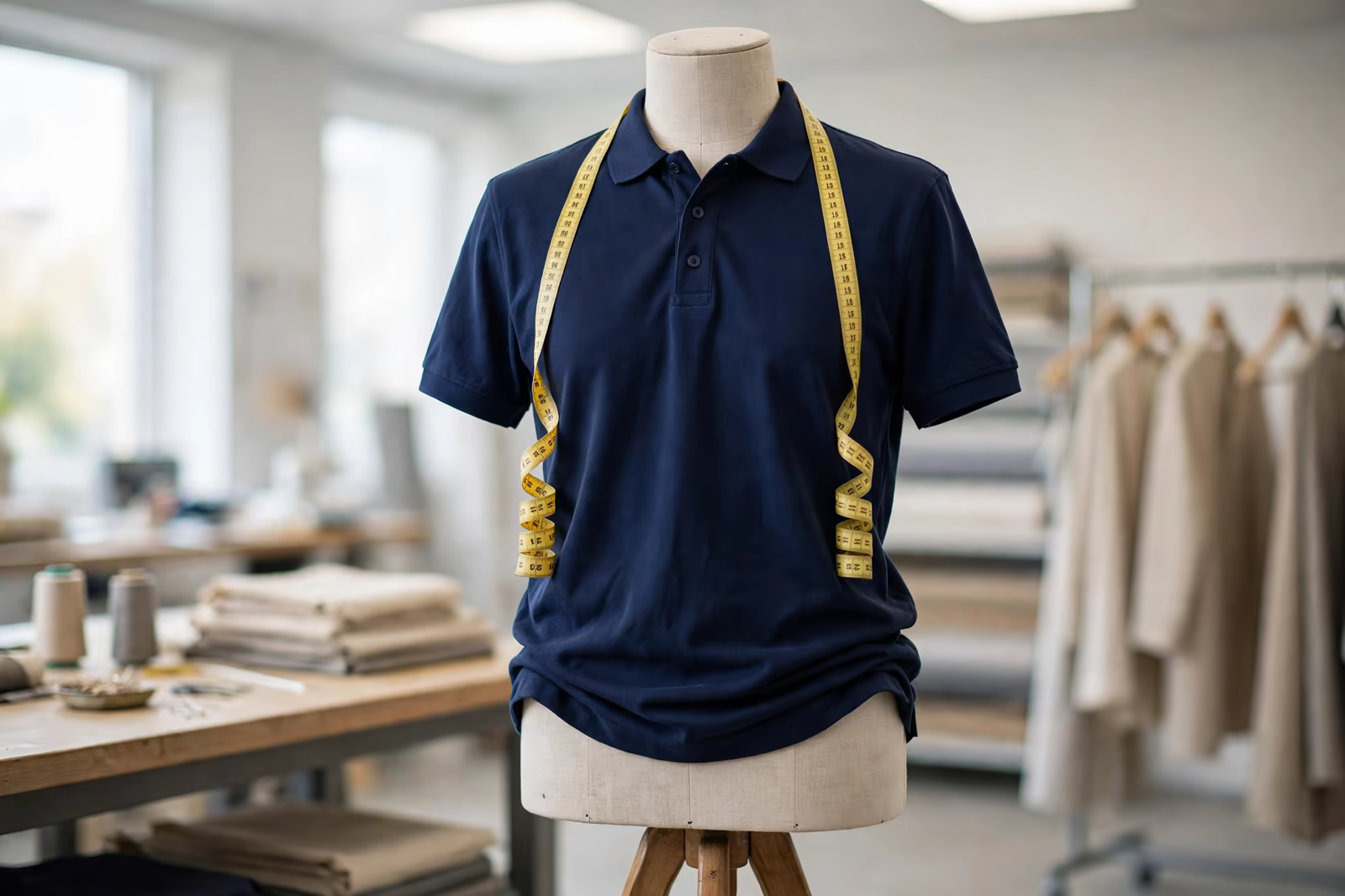Polo shirt fit check on a stand in Bangladesh