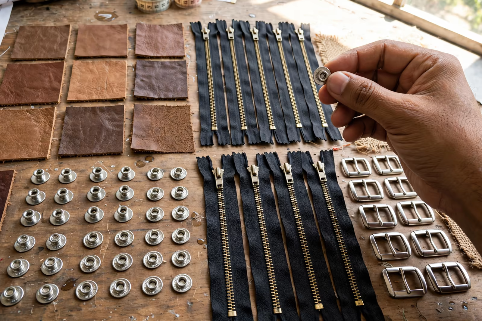 Leather and metal trims screened for chemical compliance