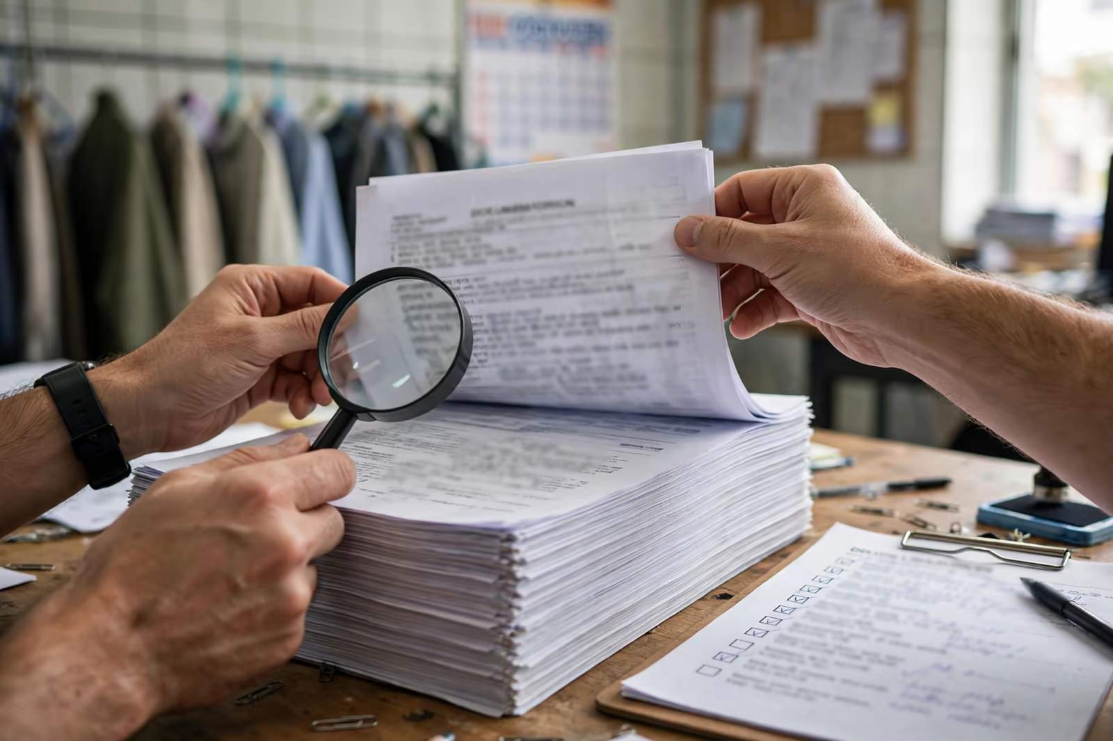 Shipping documents being checked for a letter of credit presentation