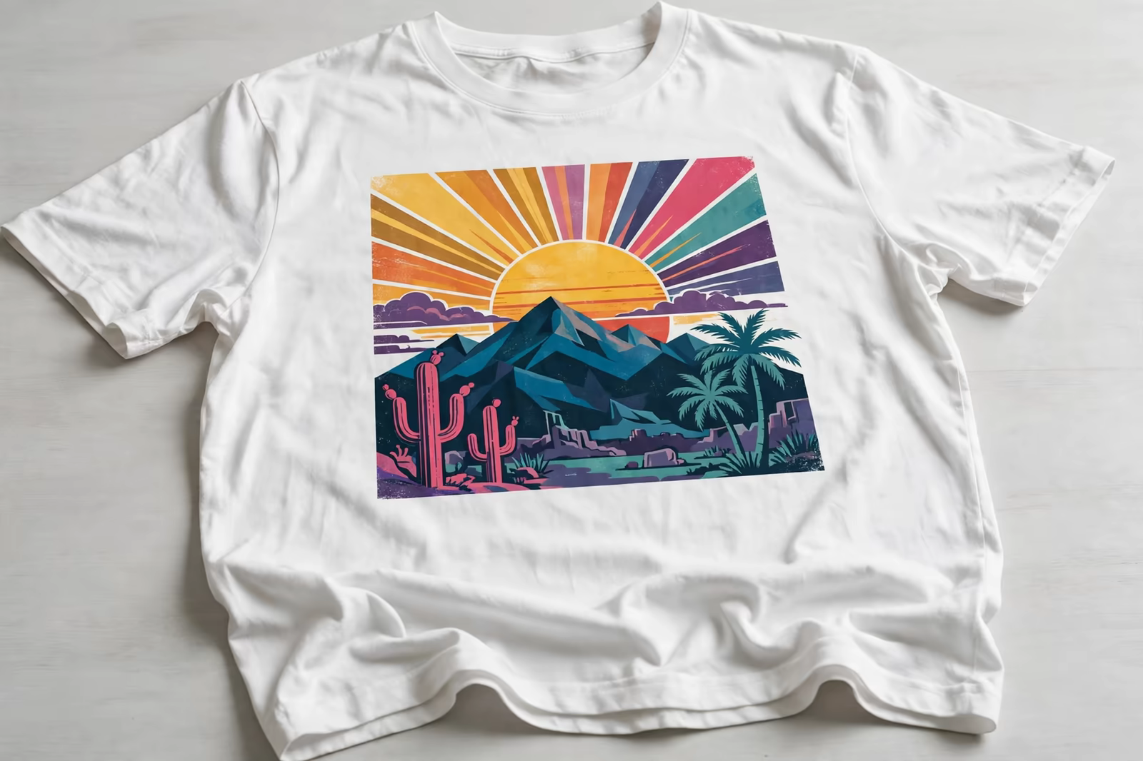 Multicolour screen printed design on a t-shirt in Bangladesh