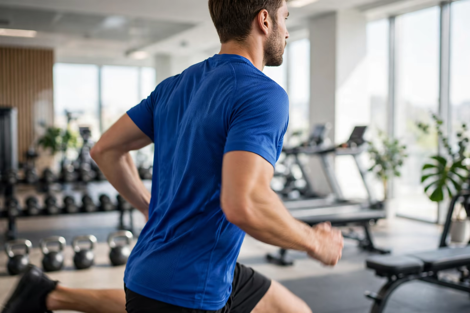 Performance training shirt with wicking fabric in use