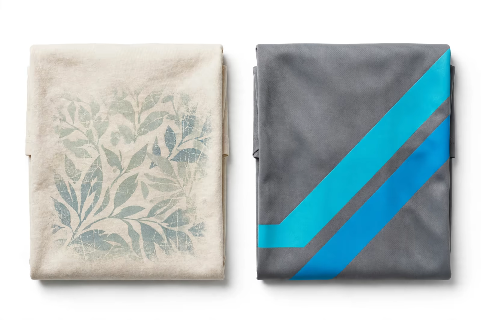 Printed cotton and polyester t-shirts compared from a manufacturer in Bangladesh