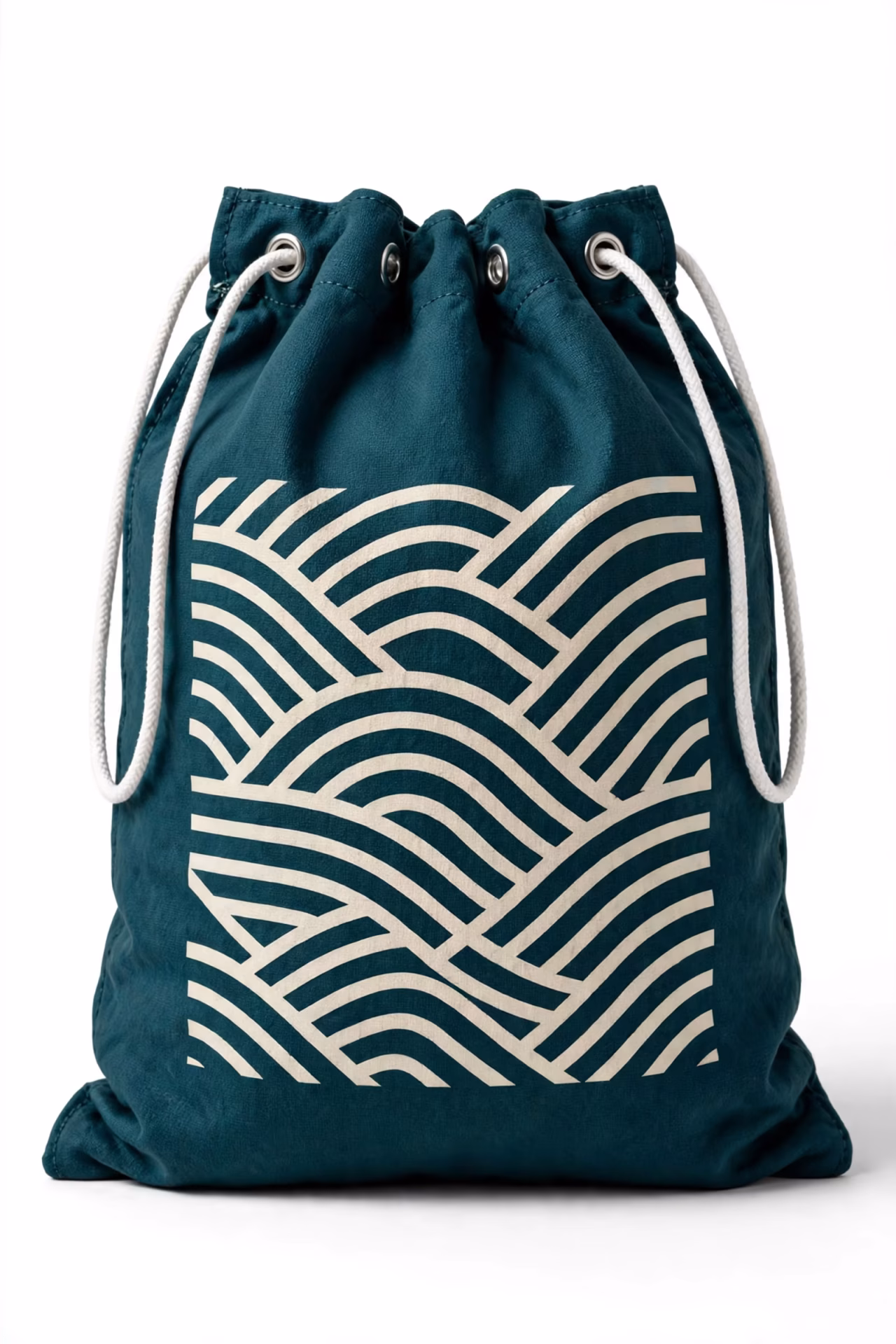 Printed drawstring bag with a wave design from a manufacturer in Bangladesh