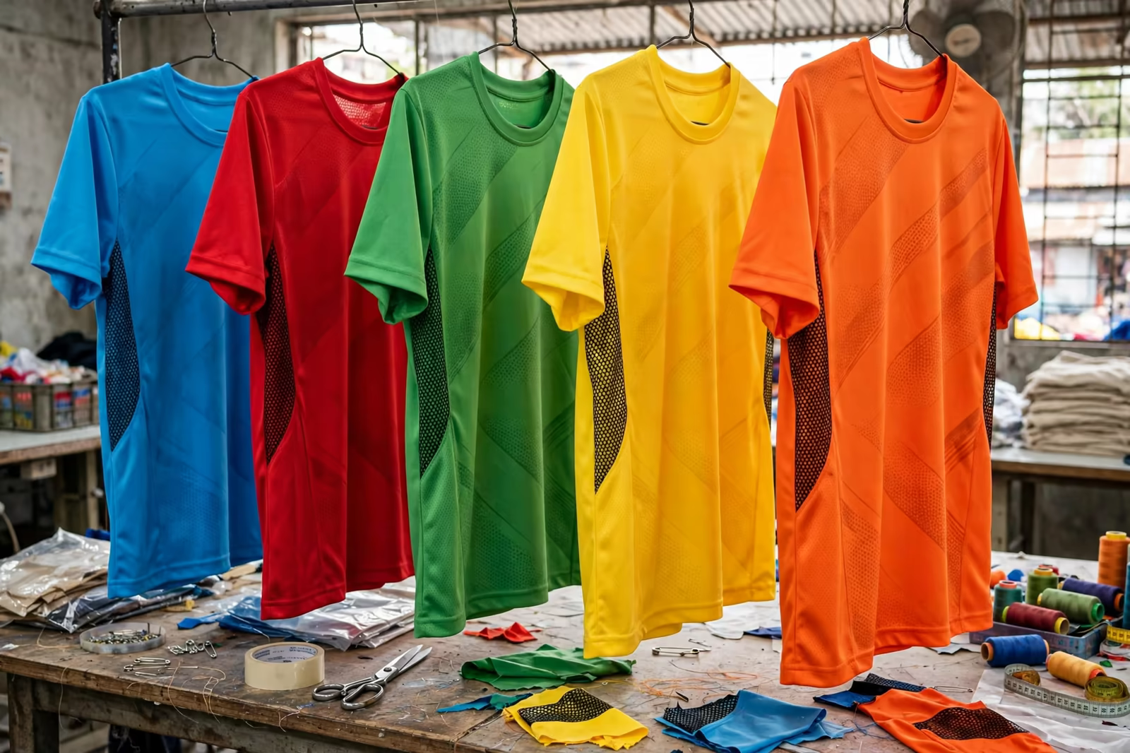 Printed training shirts in recycled polyester