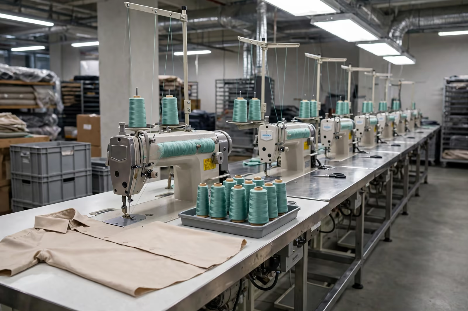 Sewing line set up for a new style in Bangladesh