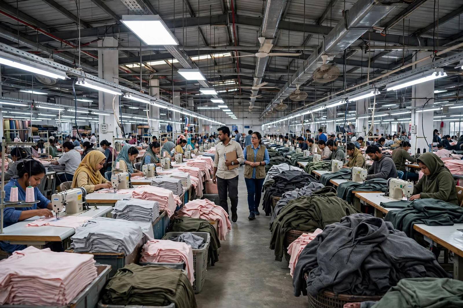 Sewing lines allocated across different garment types in a Bangladesh factory