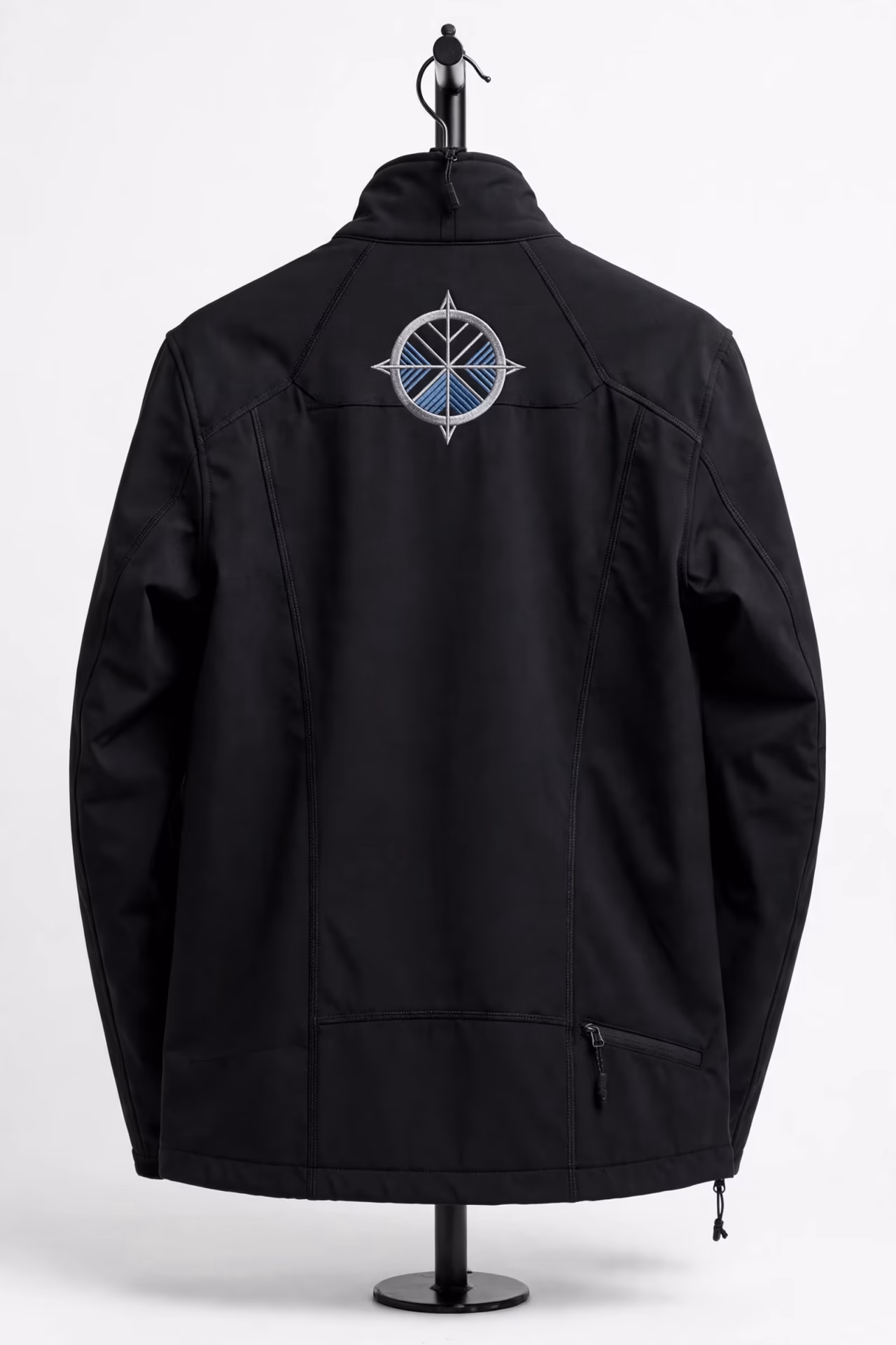 Softshell jacket back embroidery placement in Bangladesh