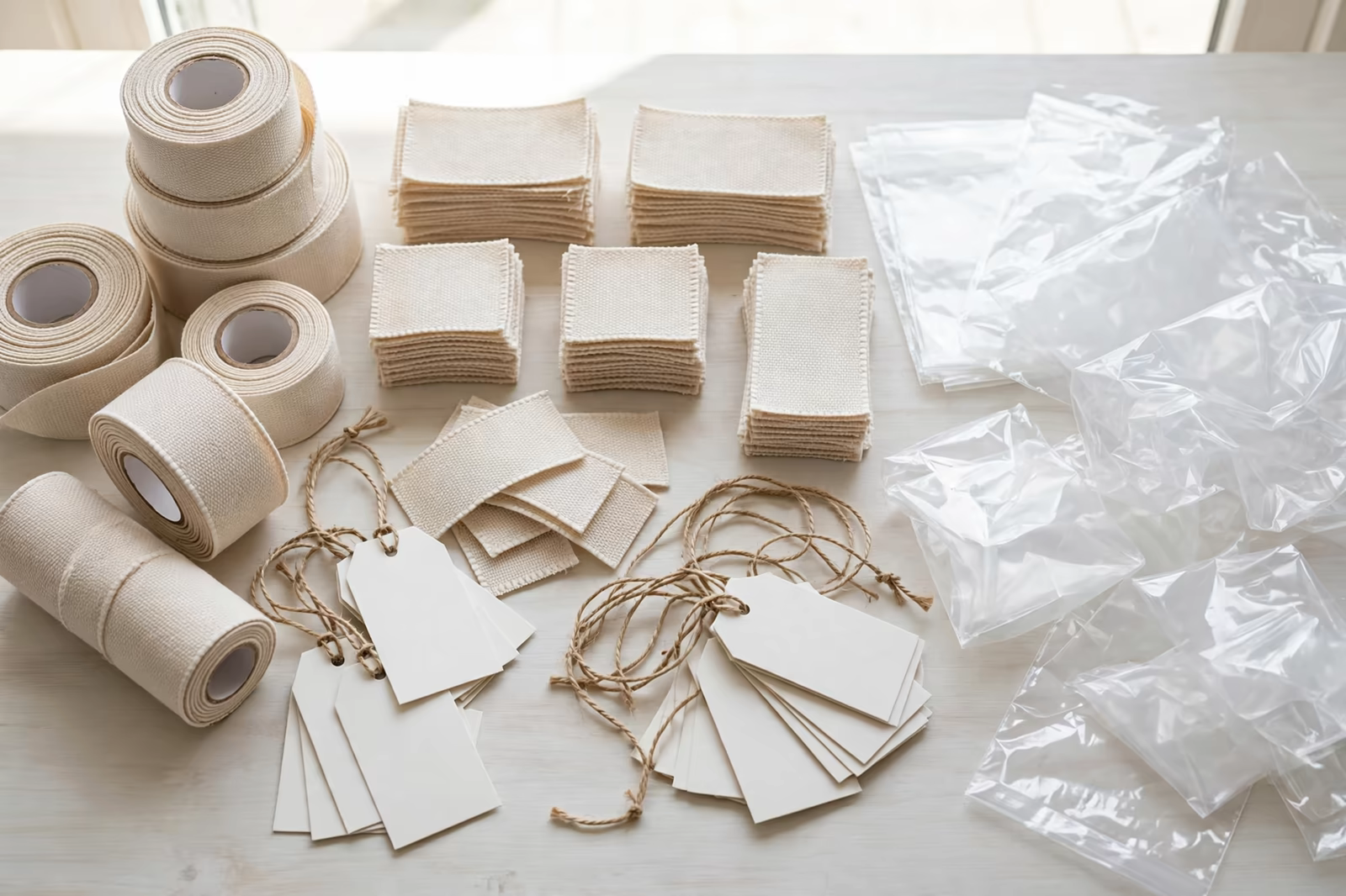 Blank woven labels hangtags and polybags in Bangladesh