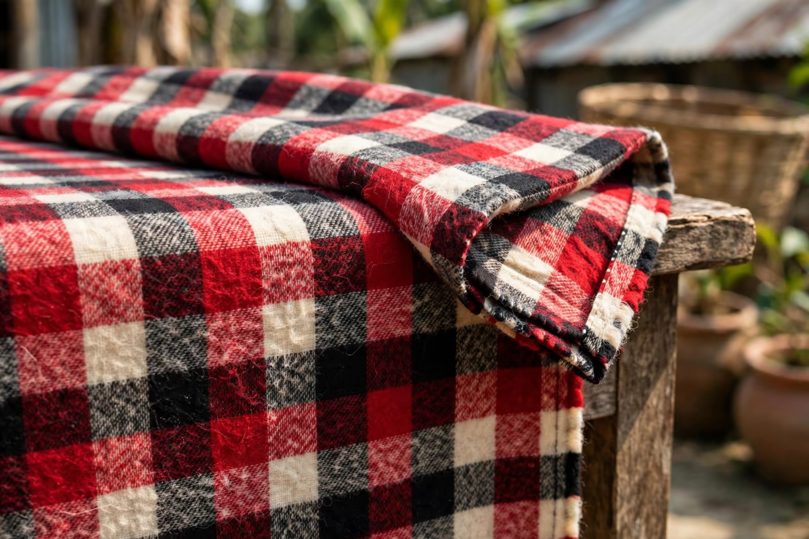 Yarn dyed flannel fabric with woven checks