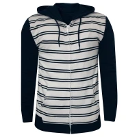 Manufacturer of Striped Hoodie With Side Zipper Cotton and Polyester Blend
