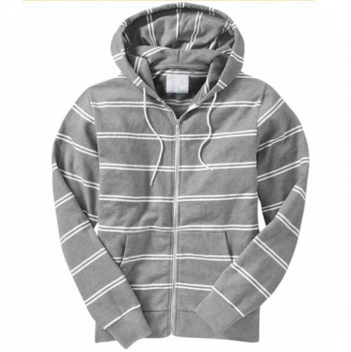 Source New fashion comfortable striped zipper cotton fleece hoodie