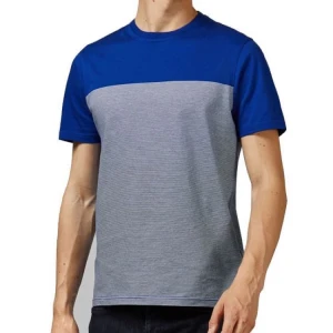 T-shirt Summer Mens Short Sleeve Contrast Stripe Slim