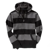Wholesale Men's Striped Zip Up Hoodie With Pouch Pockets Supplier